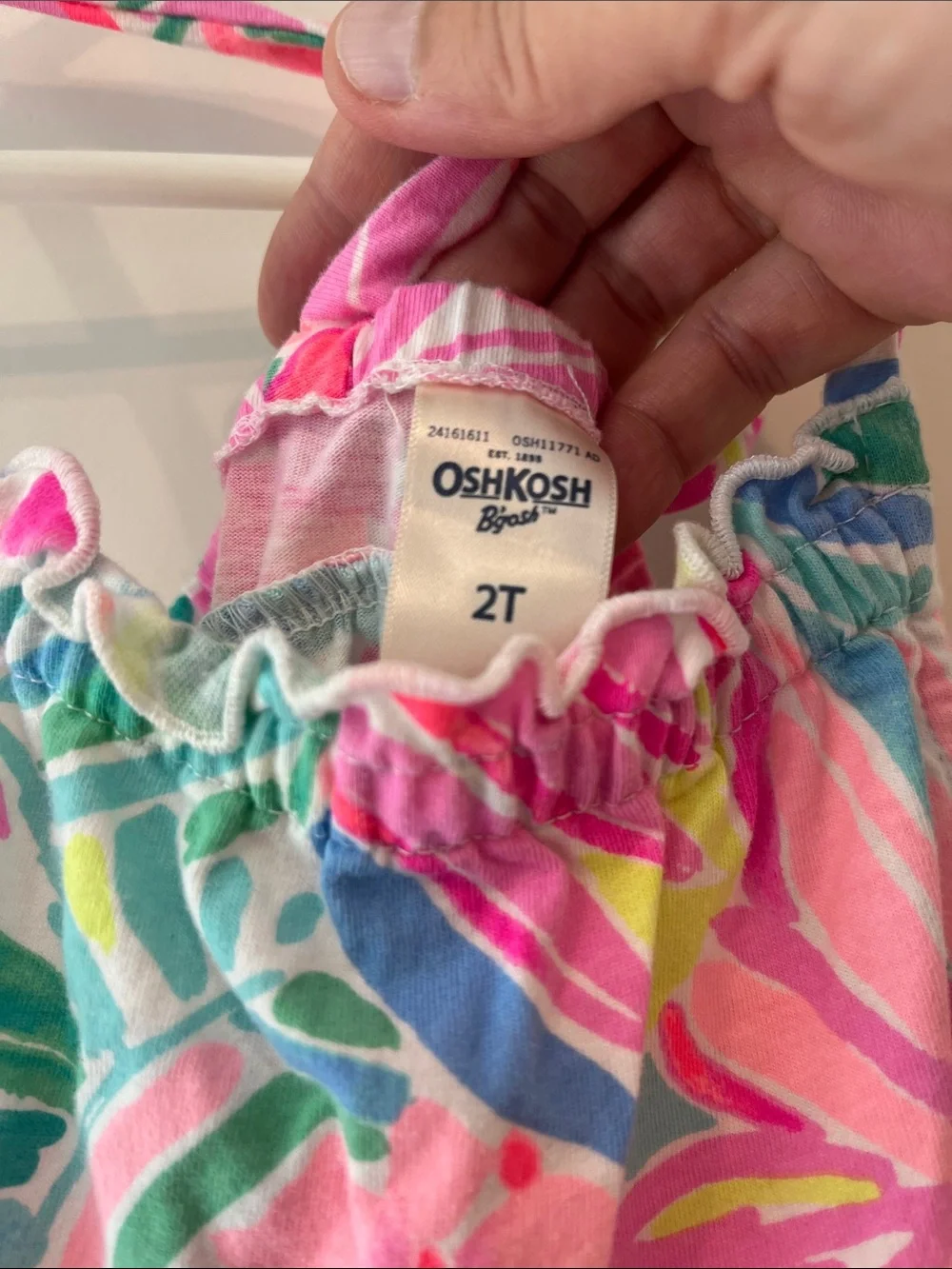 OshKosh B'gosh Pink Tropical Print Sundress with Green and Blue Accents